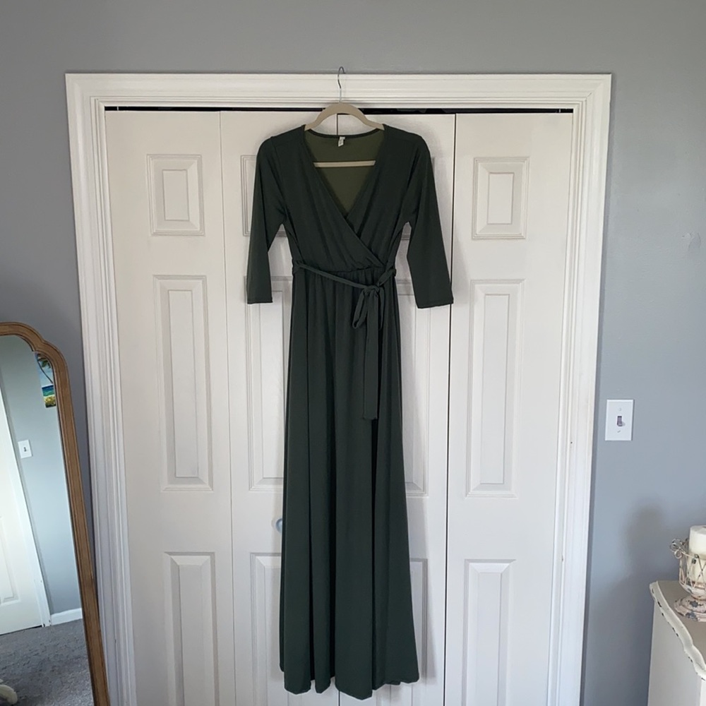 Pink Blush Olive green colored Maxi Dress